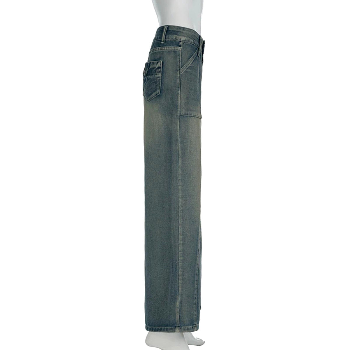 Women’s Baggy Street Style Denim Pants – Vintage Loose Fit Jeans with Pockets