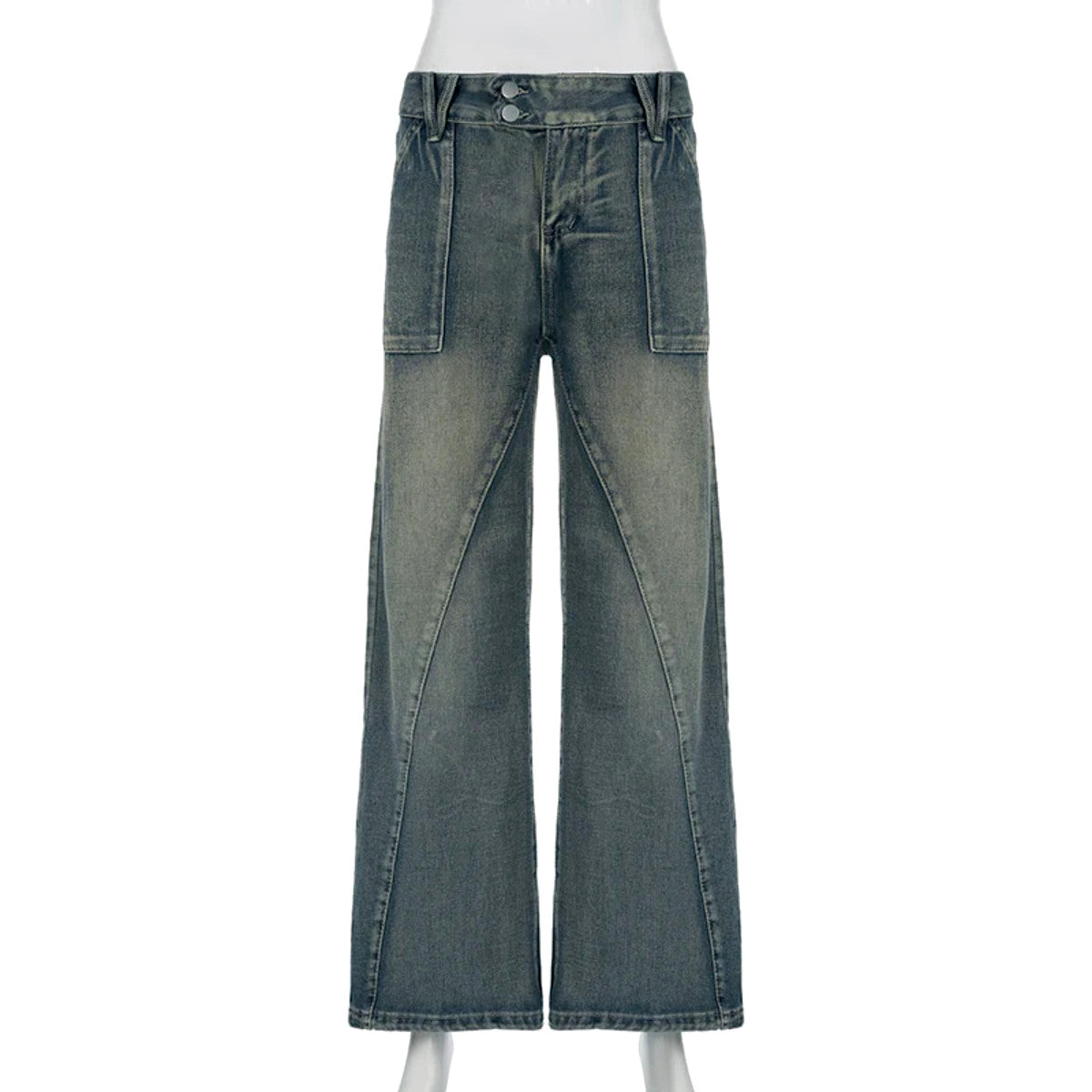 Women’s Baggy Street Style Denim Pants – Vintage Loose Fit Jeans with Pockets