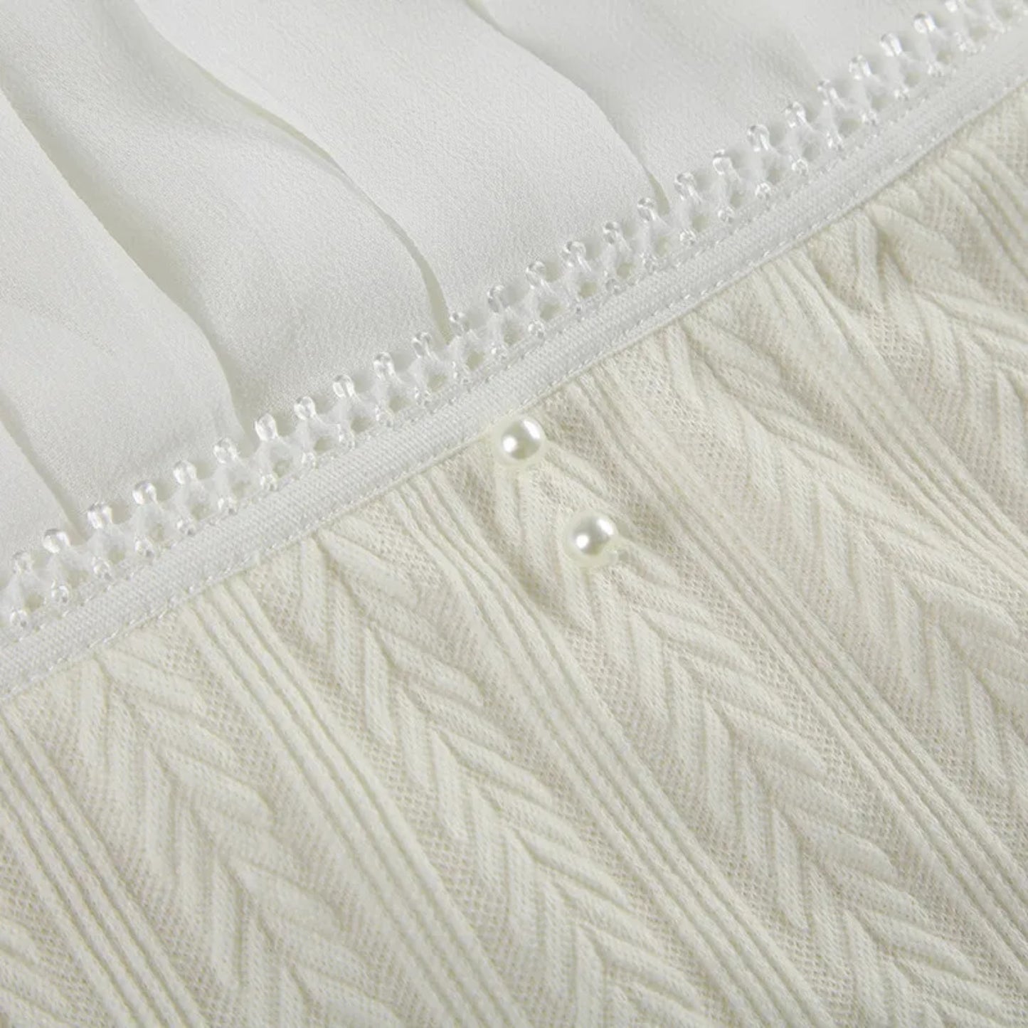 French Pure Desire Cream White Knit Long Sleeve Top – Sweet Ruffle Bow Pullover for Women
