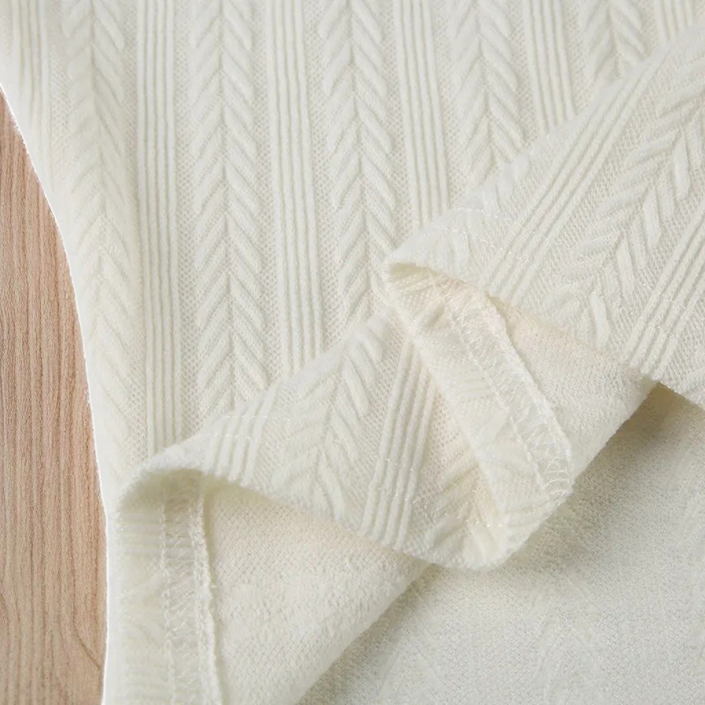 French Pure Desire Cream White Knit Long Sleeve Top – Sweet Ruffle Bow Pullover for Women