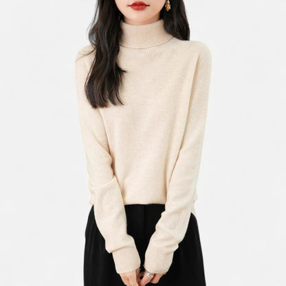 Women’s Wool Pullover Sweater – Classic Round Neck Long Sleeve Knitwear