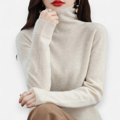 Women’s Wool Pullover Sweater – Classic Round Neck Long Sleeve Knitwear
