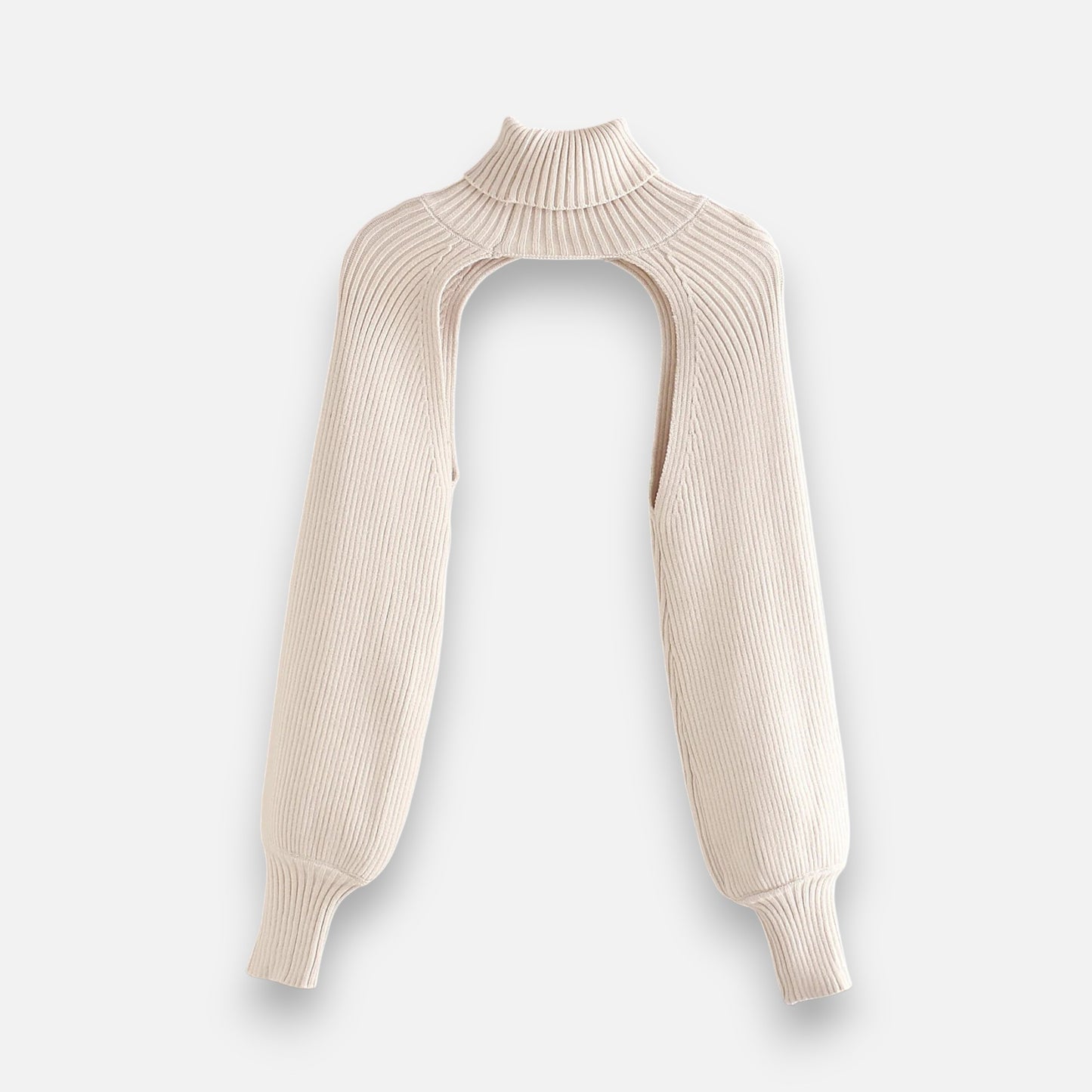 Trendy Women’s Knitted Crop Sweater – High Neck, Puff Sleeve Pullover