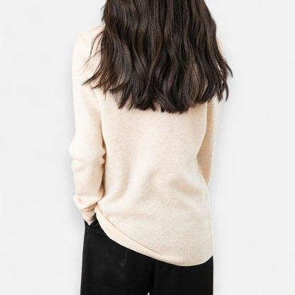 Women’s Wool Pullover Sweater – Classic Round Neck Long Sleeve Knitwear