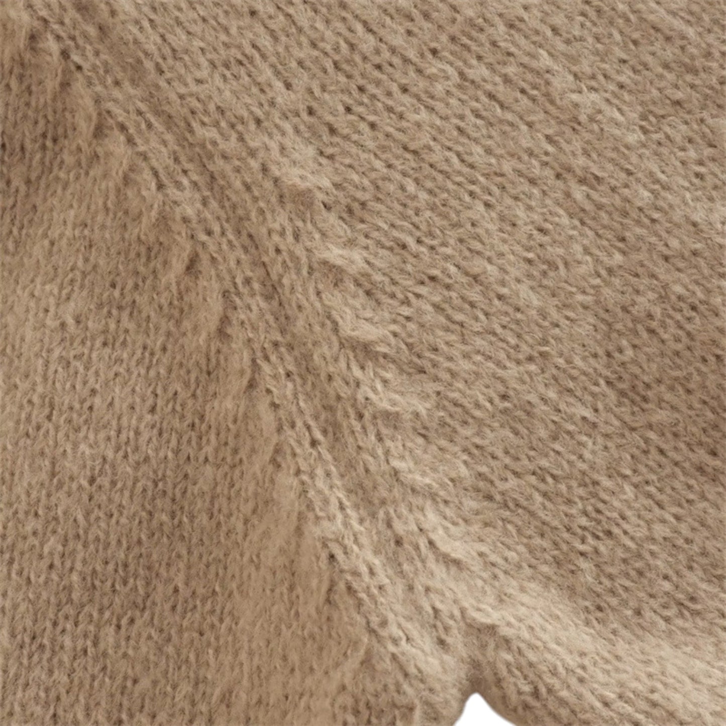 Women’s Camel Knitted Pullover – Classic Round Neck Long Sleeve Sweater