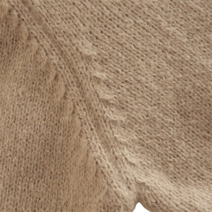 Women’s Camel Knitted Pullover – Classic Round Neck Long Sleeve Sweater