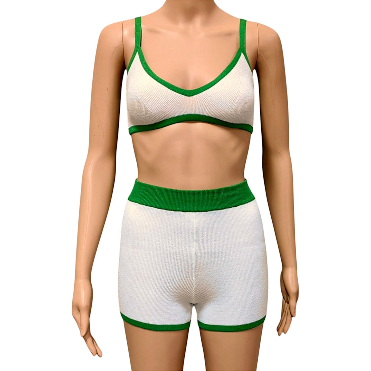 Tossy Summer Contrast Knit Outfits – Halter Top & Short Trousers Set (Y2K Style)