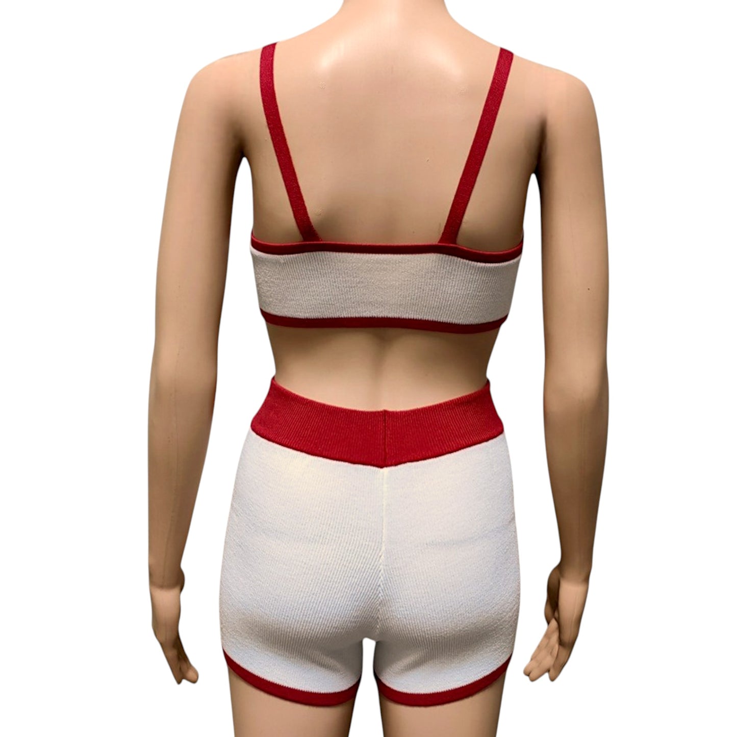 Tossy Summer Contrast Knit Outfits – Halter Top & Short Trousers Set (Y2K Style)