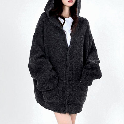 Women’s Casual Korean Style Open Front Cardigan – Cozy Long Sleeve Knit Sweater