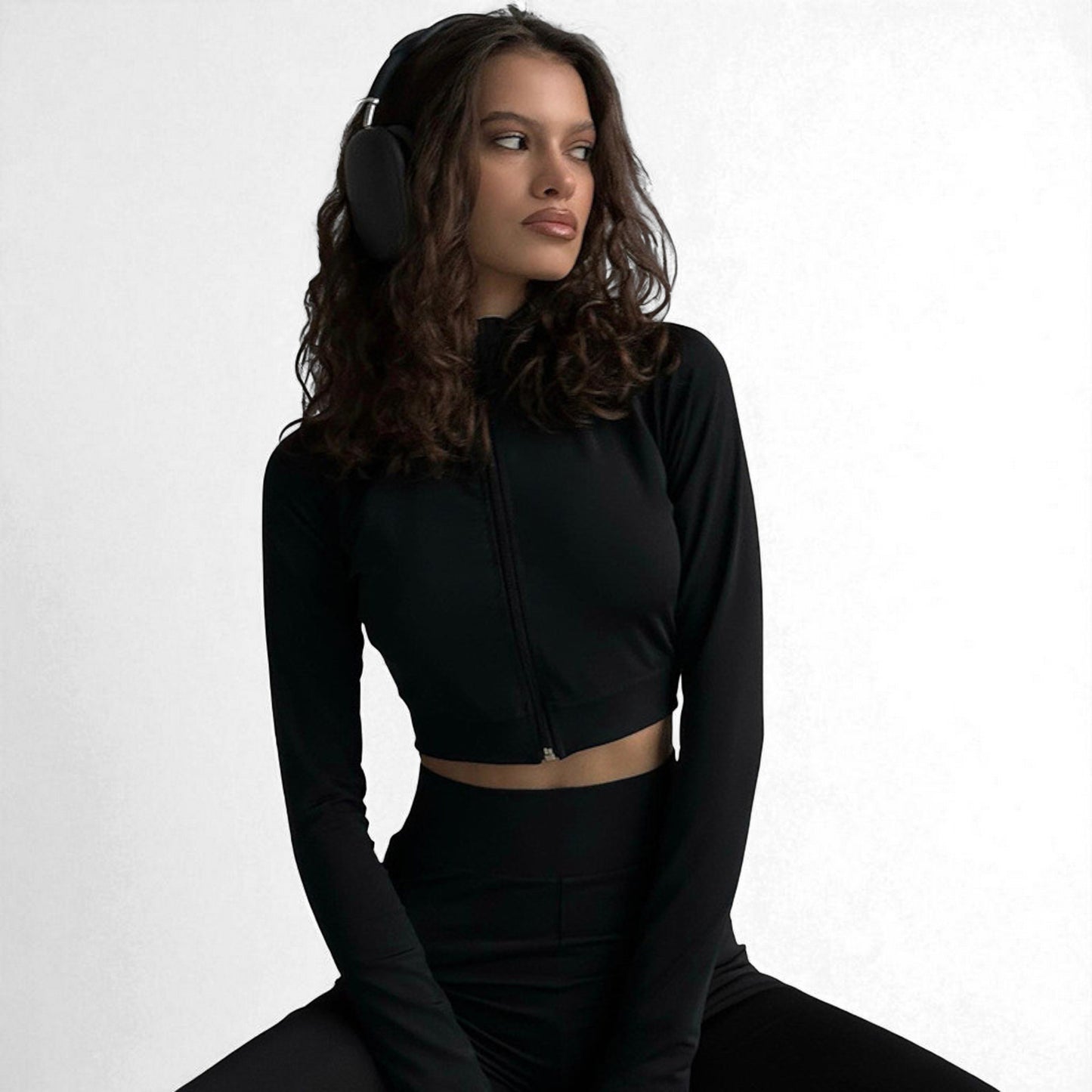 Women’s Black Two-Piece Outfit – Long Sleeve Top & Trousers Set