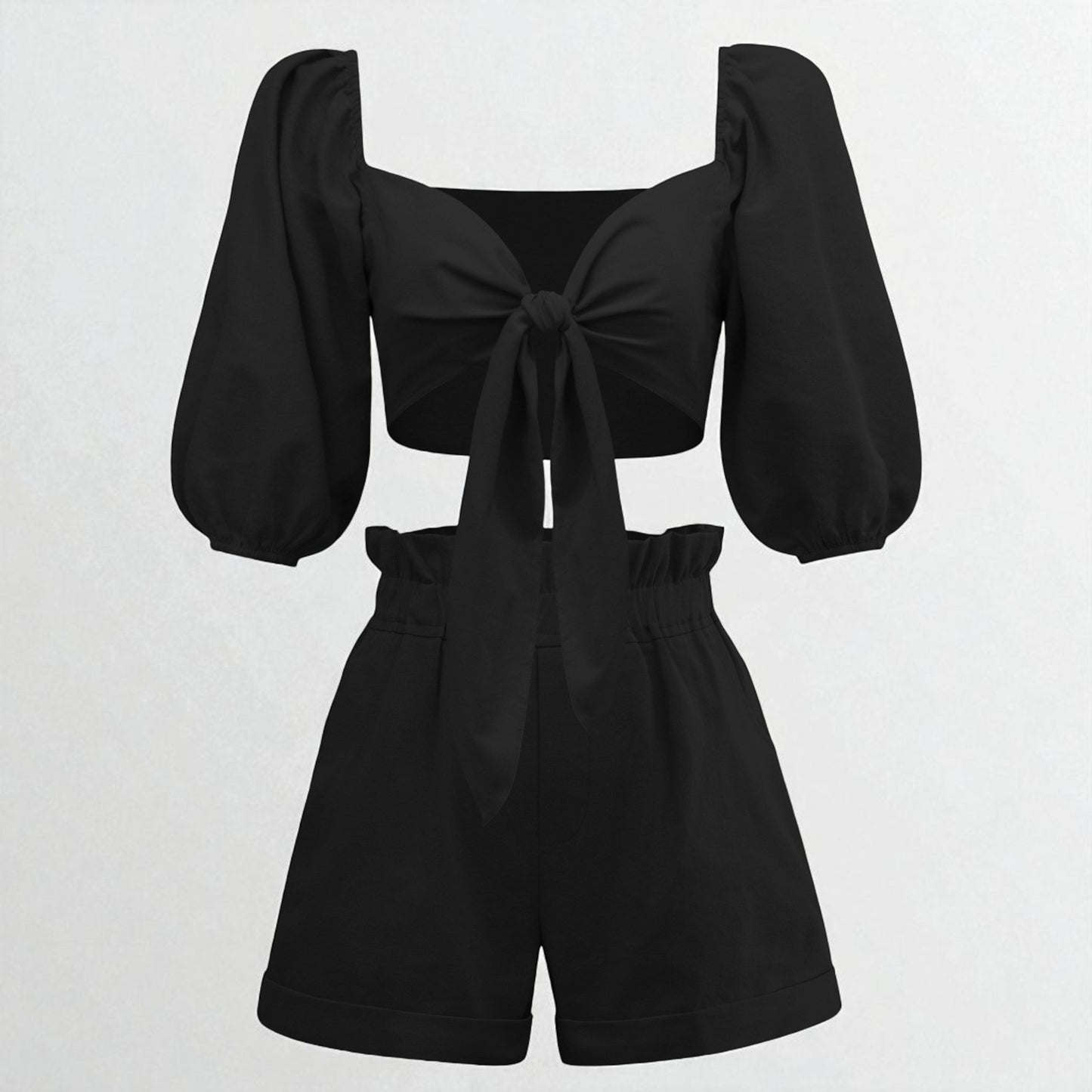 Women’s Two-Piece Street-Style Cardigan & Shorts Set – Casual Chic Cotton Outfit