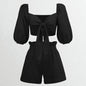 Women’s Two-Piece Street-Style Cardigan & Shorts Set – Casual Chic Cotton Outfit