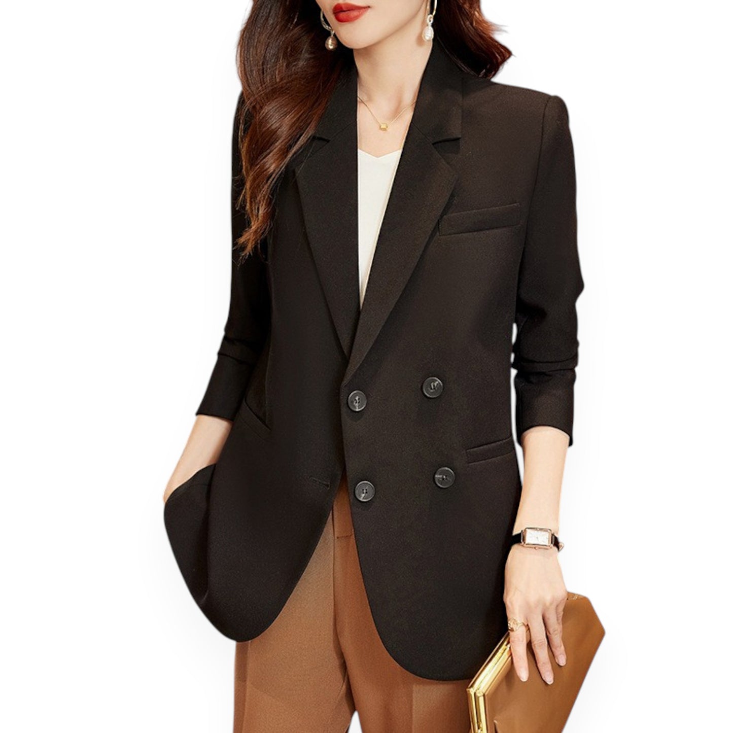 Fashionable Women’s Solid Color Blazer – Elegant Minimalist Jacket