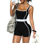 Women’s Sleeveless Nylon-Spandex Jumpsuit – Scoop Neck Activewear One-Piece for Gym, Yoga & Everyday Comfort