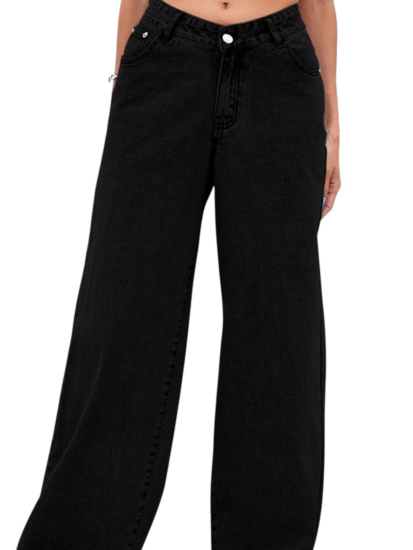Straight Leg Jeans for Women – Mid Waist Loose Fit Denim Pants with Zipper, Casual Wide Leg Trousers
