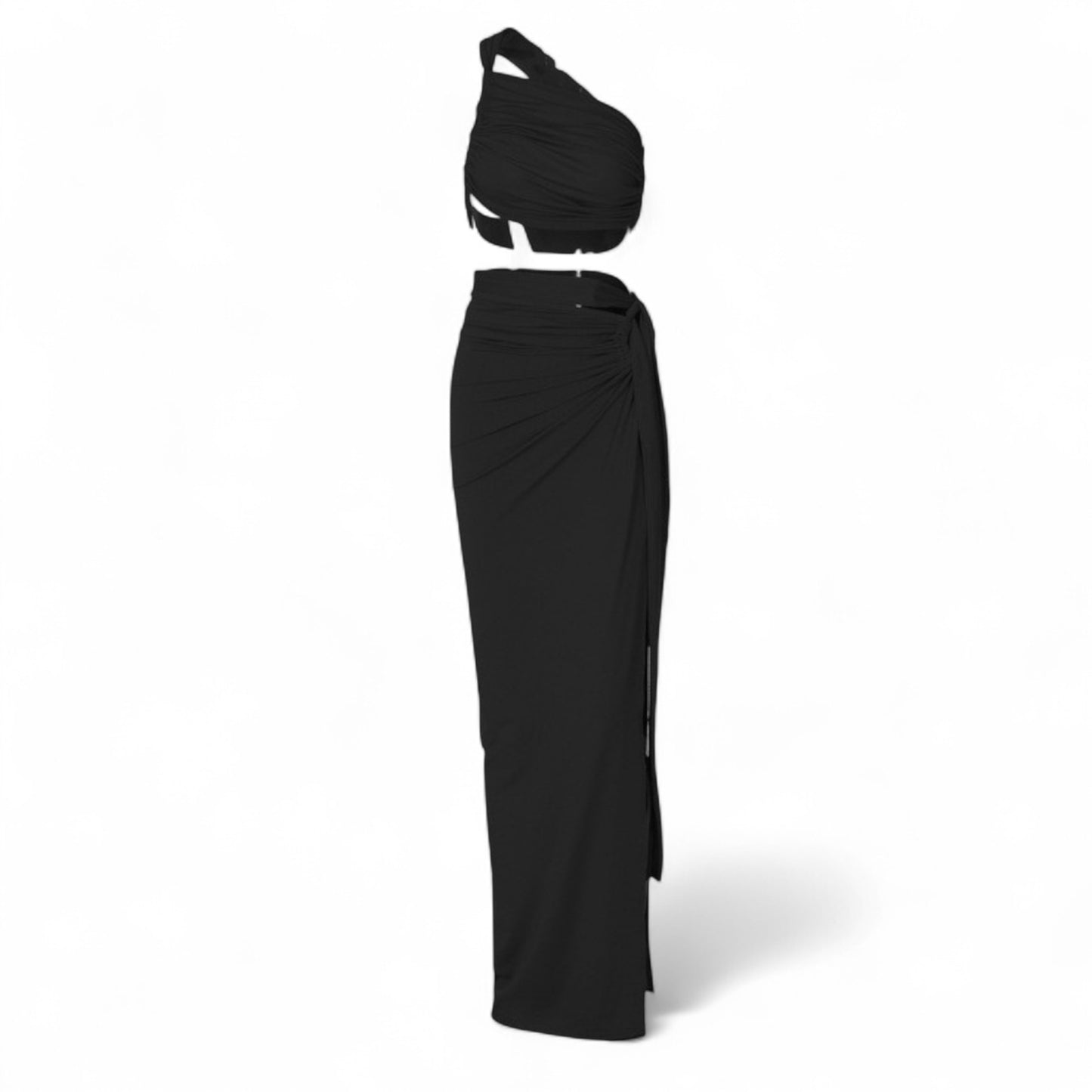 Women’s Asymmetrical Slit Skirt & Crop Top Set – Sexy Two-Piece Summer Party Dress