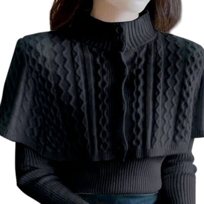 Women's Half Turtleneck Western Style Cable-knit Sweater Top