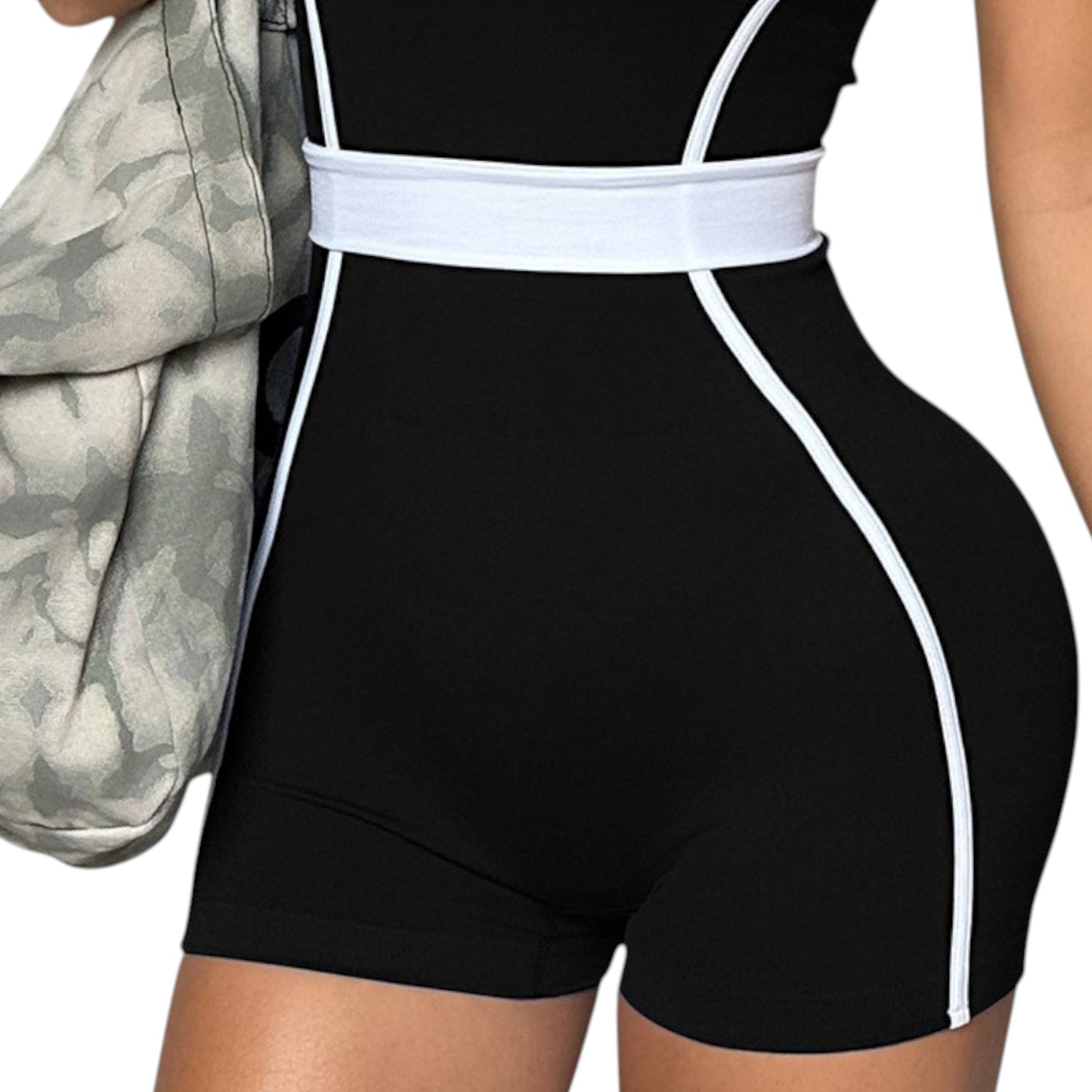 Women’s Sleeveless Nylon-Spandex Jumpsuit – Scoop Neck Activewear One-Piece for Gym, Yoga & Everyday Comfort