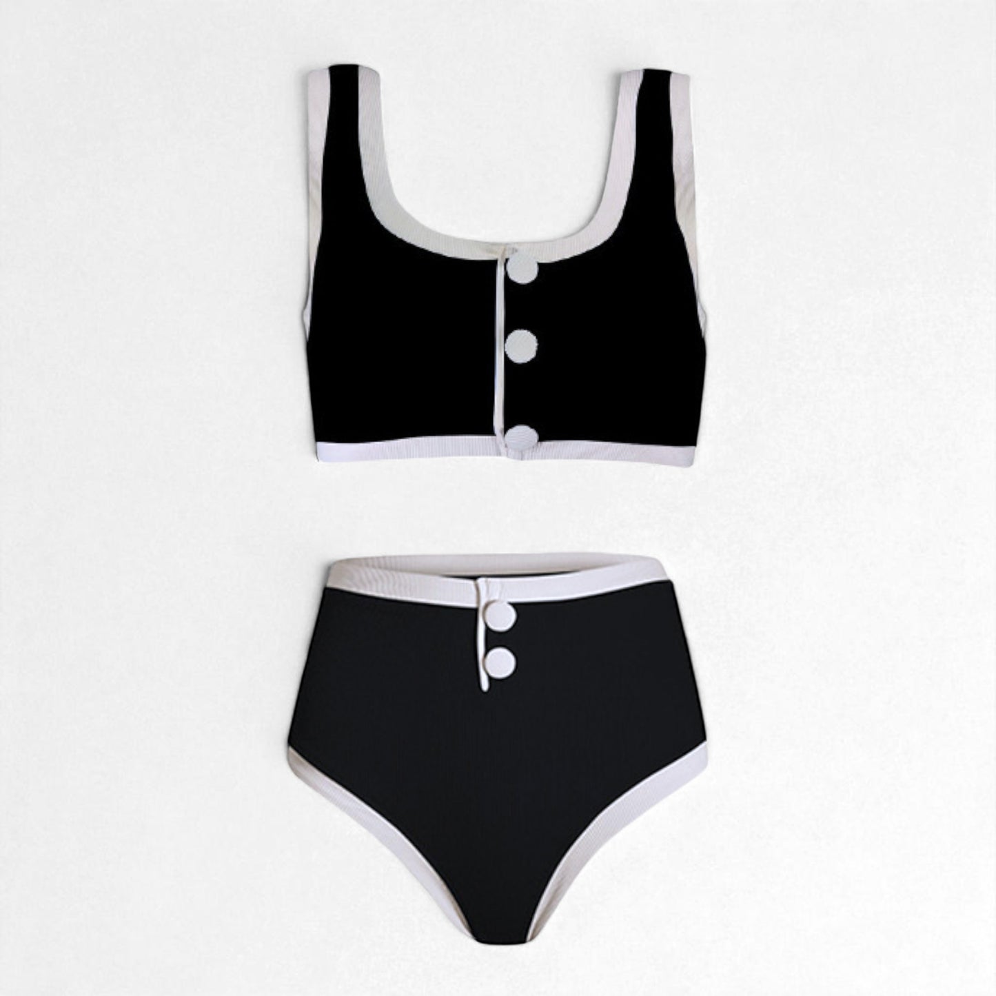 Women's Two Piece Bikini Set – Sexy High Waist Bottom & Plunge Halter Top
