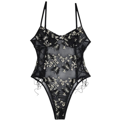Butterfly Lace Bodysuit – Elegant Short Sleeve Women’s Pullover