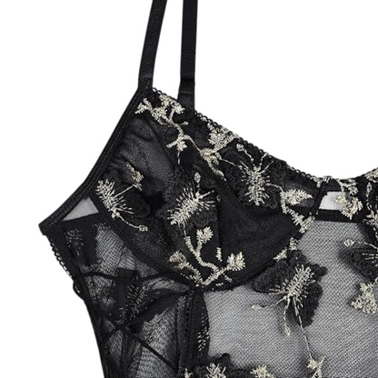 Butterfly Lace Bodysuit – Elegant Short Sleeve Women’s Pullover