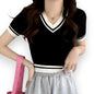 Sexy Versatile V-neck Short Sleeve T-shirt Women Summer Design Fresh