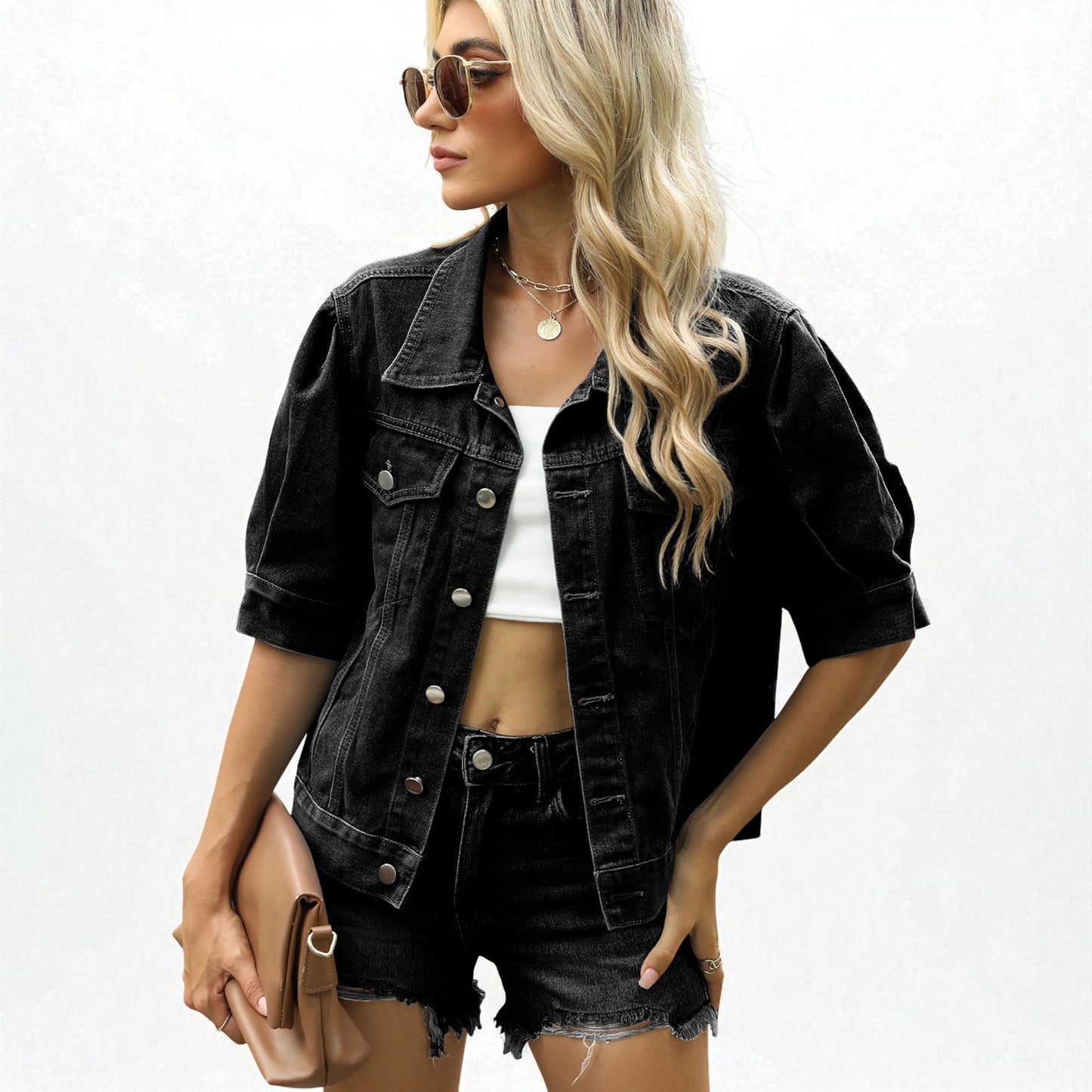 Women’s Loose Fit Denim Jacket – Casual Cotton Streetwear Coat