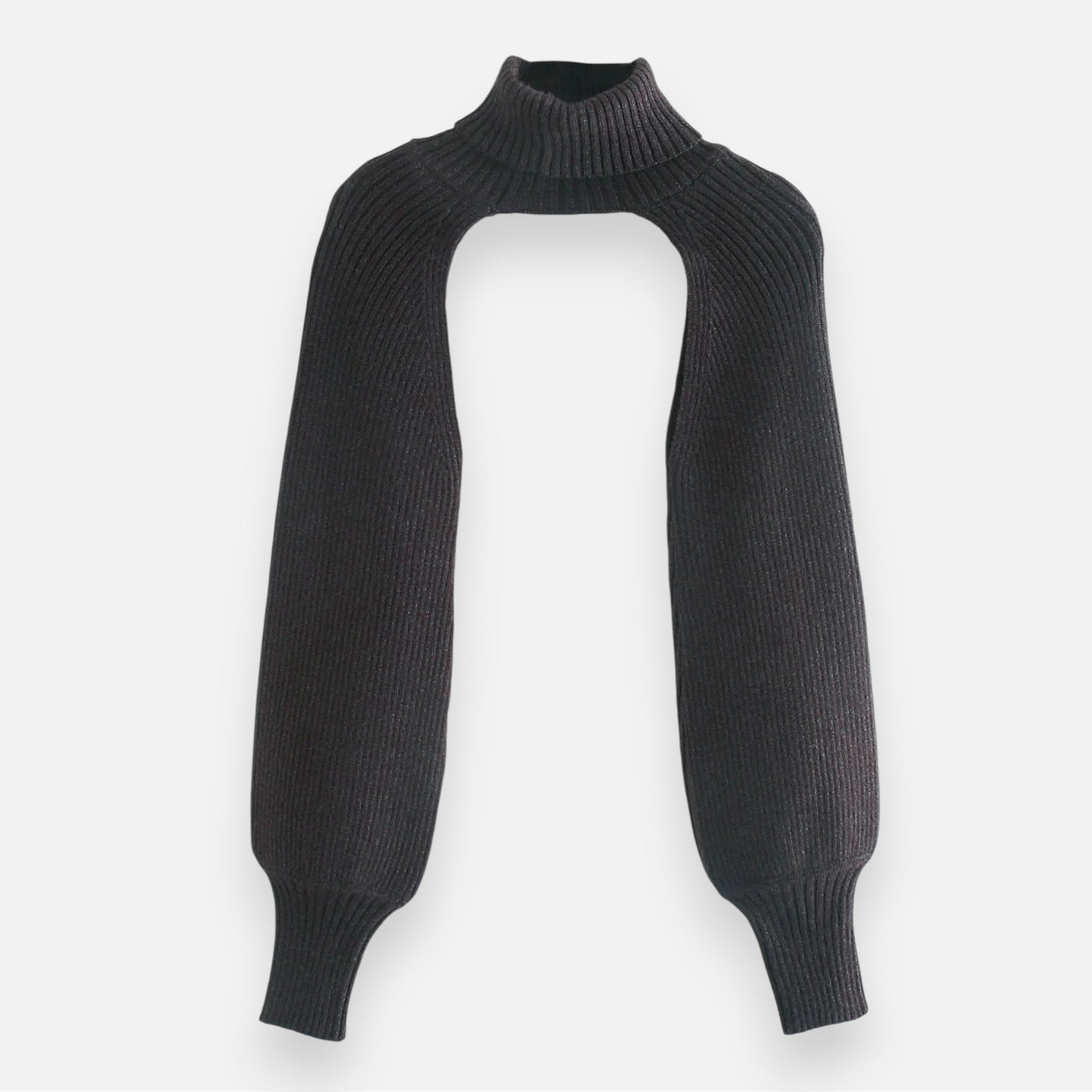 Trendy Women’s Knitted Crop Sweater – High Neck, Puff Sleeve Pullover