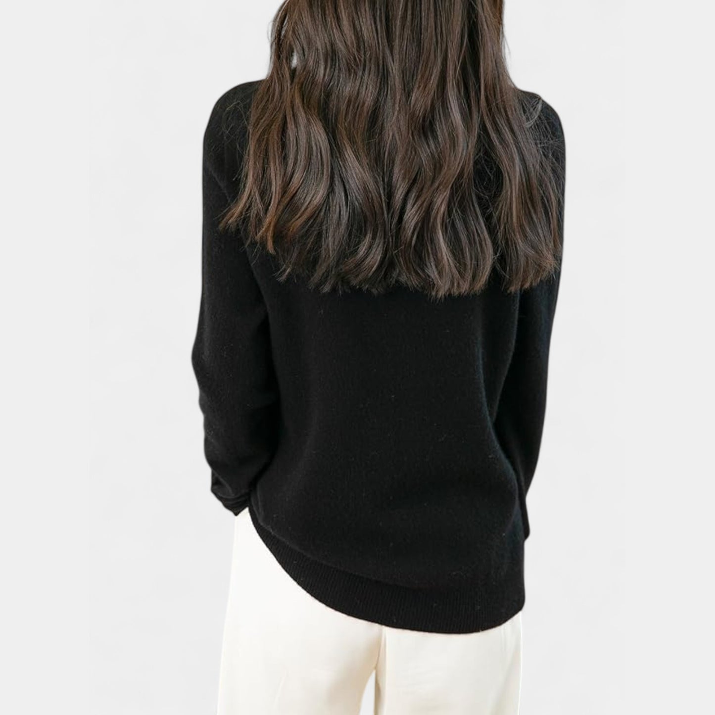 Women’s Wool Pullover Sweater – Classic Round Neck Long Sleeve Knitwear