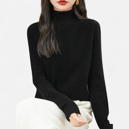 Women’s Wool Pullover Sweater – Classic Round Neck Long Sleeve Knitwear