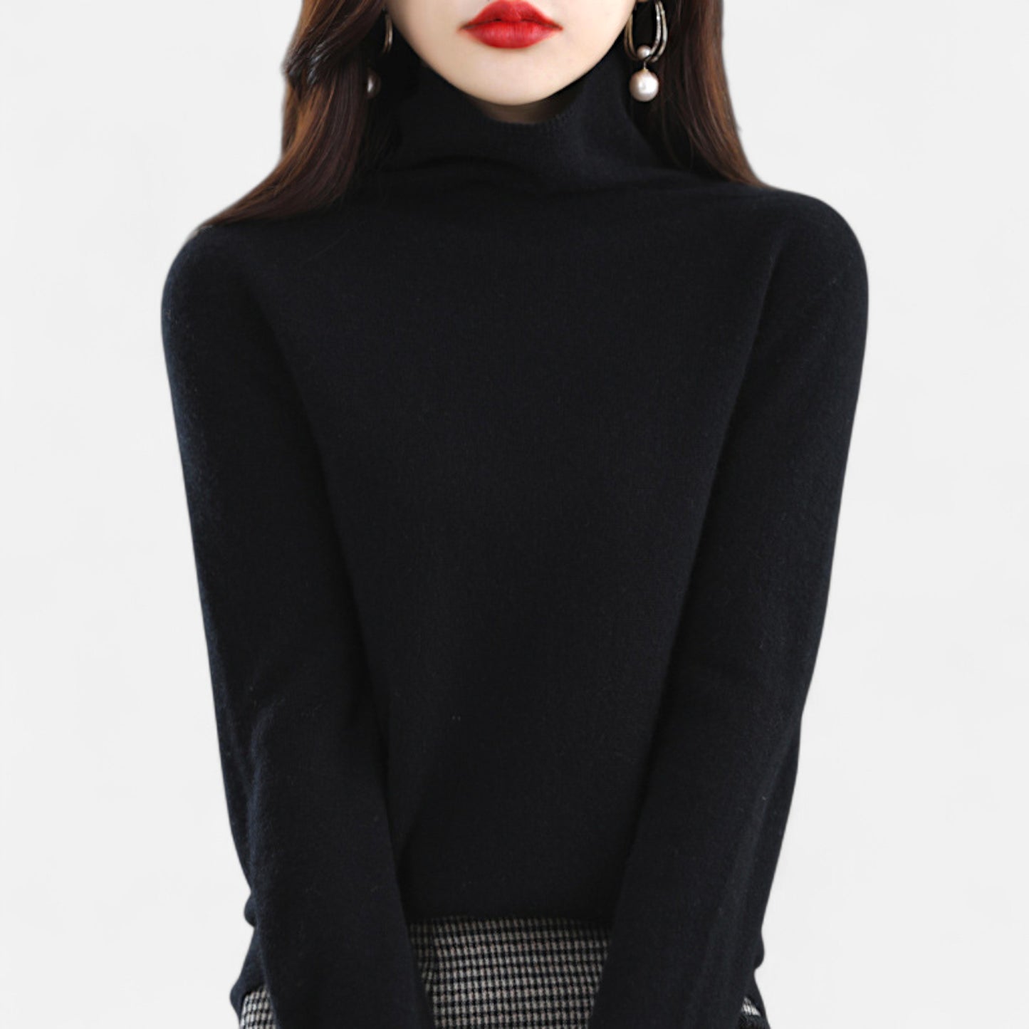 Women’s Wool Pullover Sweater – Classic Round Neck Long Sleeve Knitwear