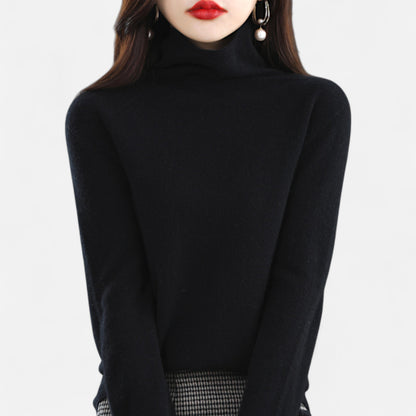 Women’s Wool Pullover Sweater – Classic Round Neck Long Sleeve Knitwear