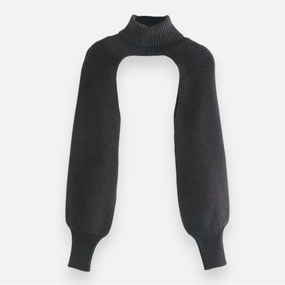Trendy Women’s Knitted Crop Sweater – High Neck, Puff Sleeve Pullover
