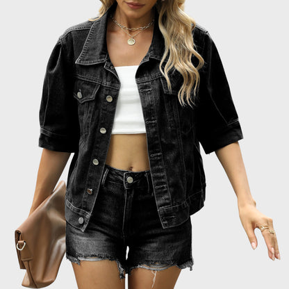 Women’s Loose Fit Denim Jacket – Casual Cotton Streetwear Coat