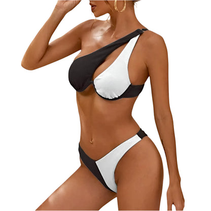 Women's Brazilian Bikini Set – Cheeky Cutout Underwire One Shoulder Swimsuit