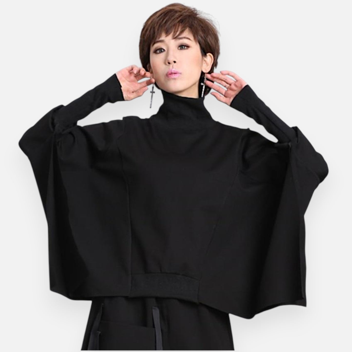 Women’s Oversized Batwing Sleeve Sweater – Loose Fit Cotton Pullover