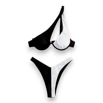 Women's Brazilian Bikini Set – Cheeky Cutout Underwire One Shoulder Swimsuit