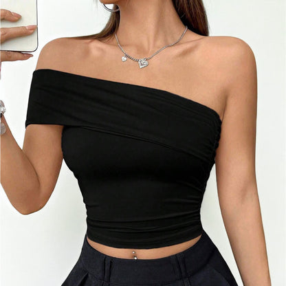 Elegant Black Women’s Slim Fit Crop Top – Sleeveless Pullover