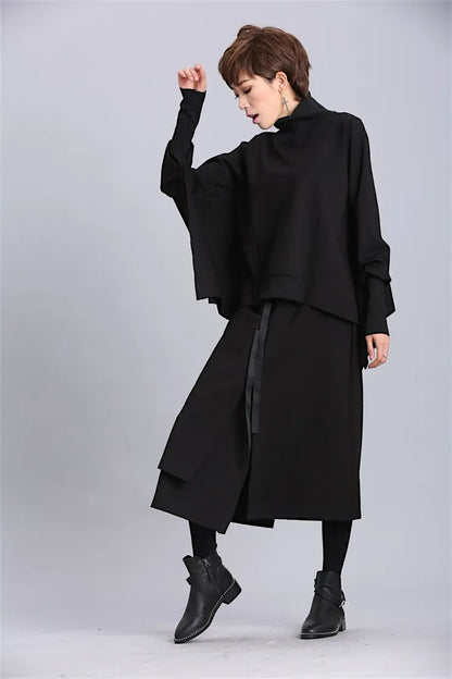 Women’s Oversized Batwing Sleeve Sweater – Loose Fit Cotton Pullover