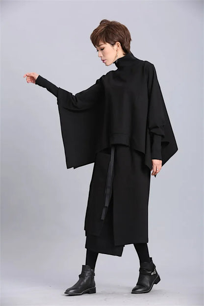 Women’s Oversized Batwing Sleeve Sweater – Loose Fit Cotton Pullover