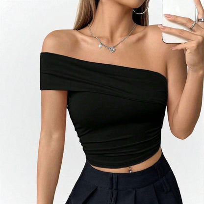 Elegant Black Women’s Slim Fit Crop Top – Sleeveless Pullover