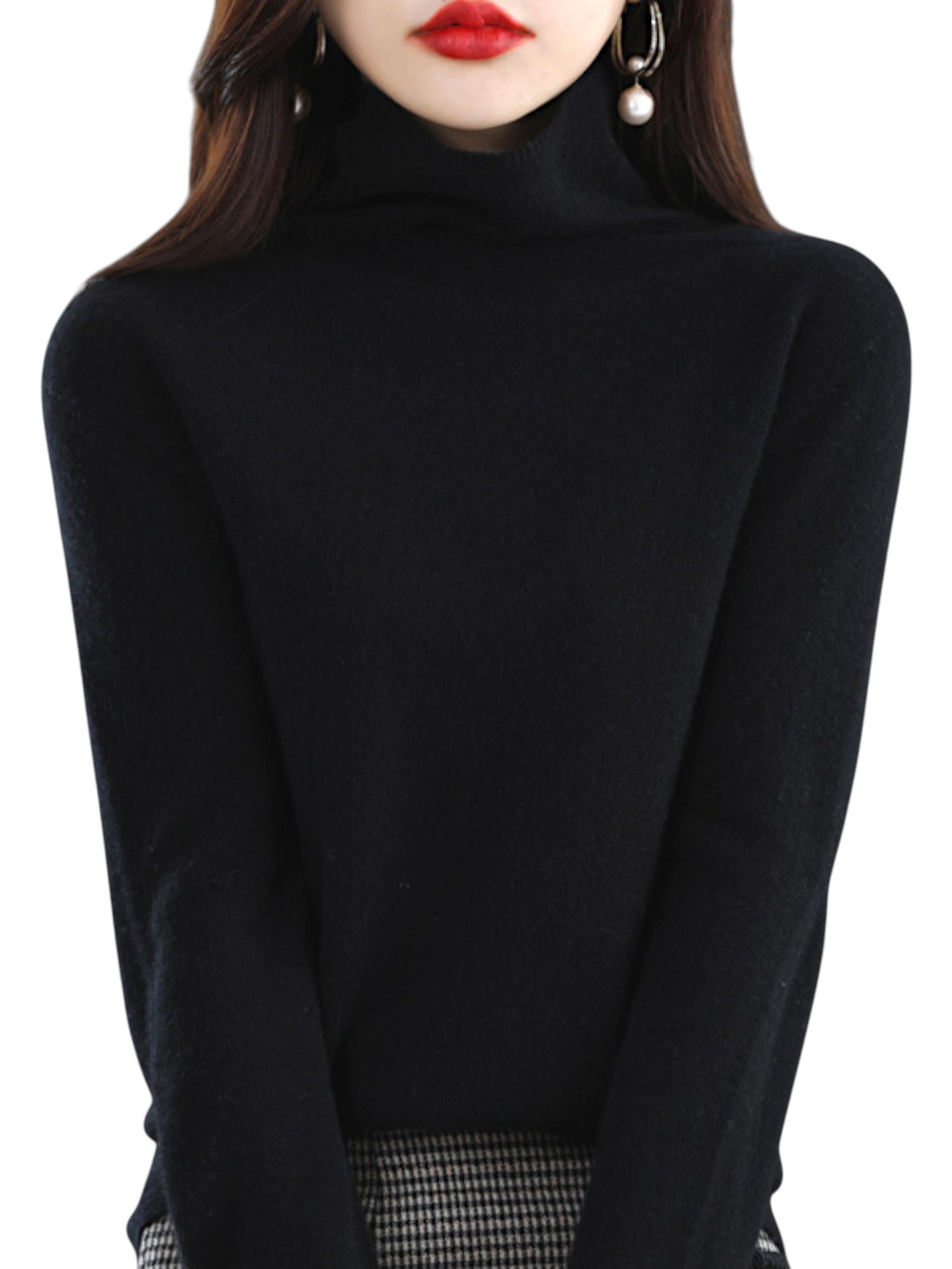 Women’s Wool Pullover Sweater – Classic Round Neck Long Sleeve Knitwear