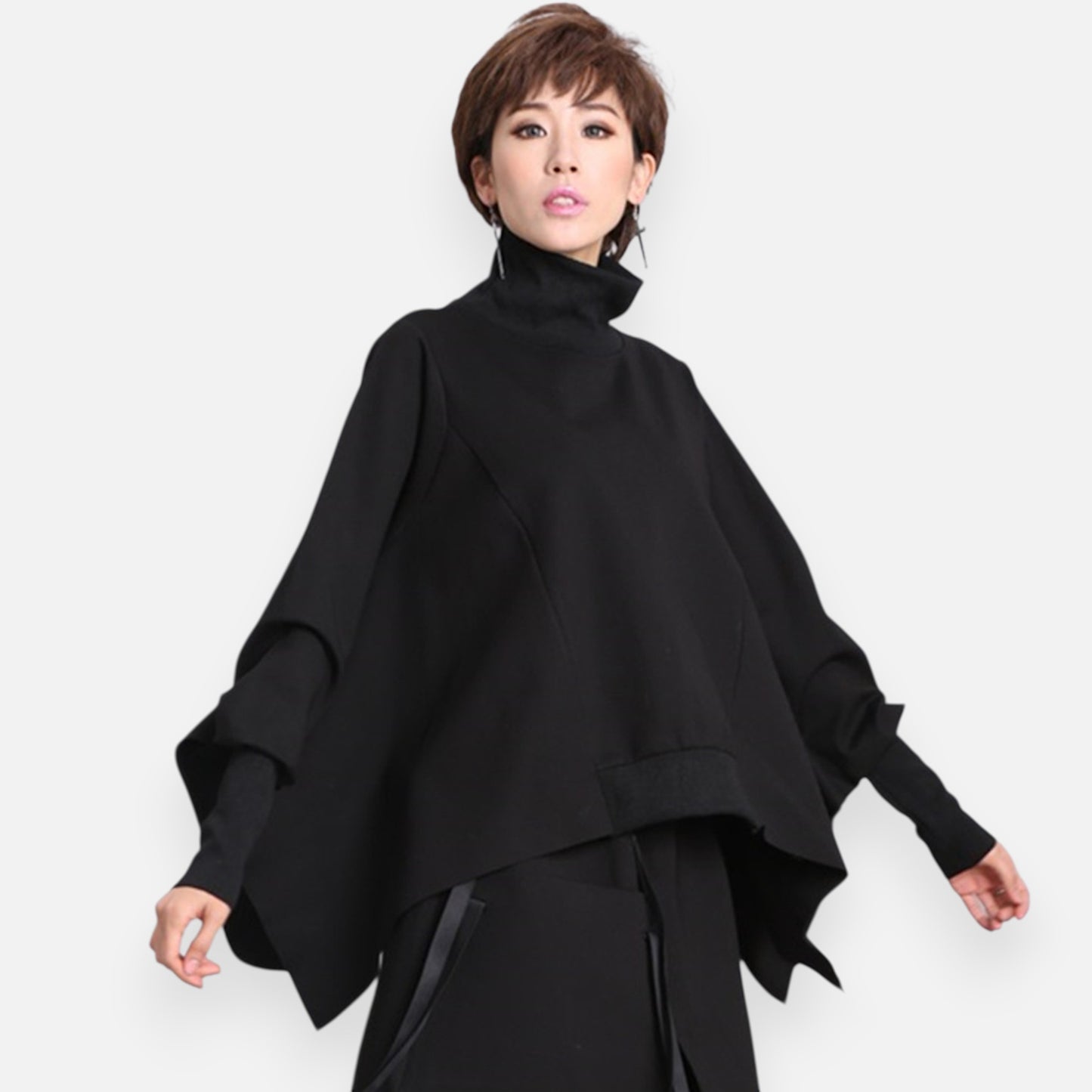 Women’s Oversized Batwing Sleeve Sweater – Loose Fit Cotton Pullover