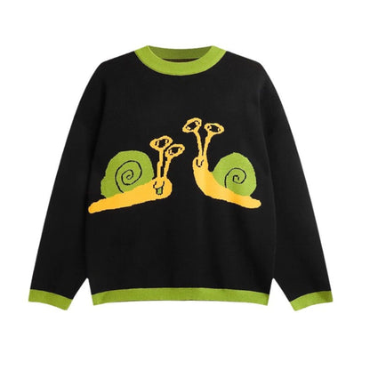 Women’s Street Style Cartoon Pullover – Jacquard Long Sleeve Polyester Top
