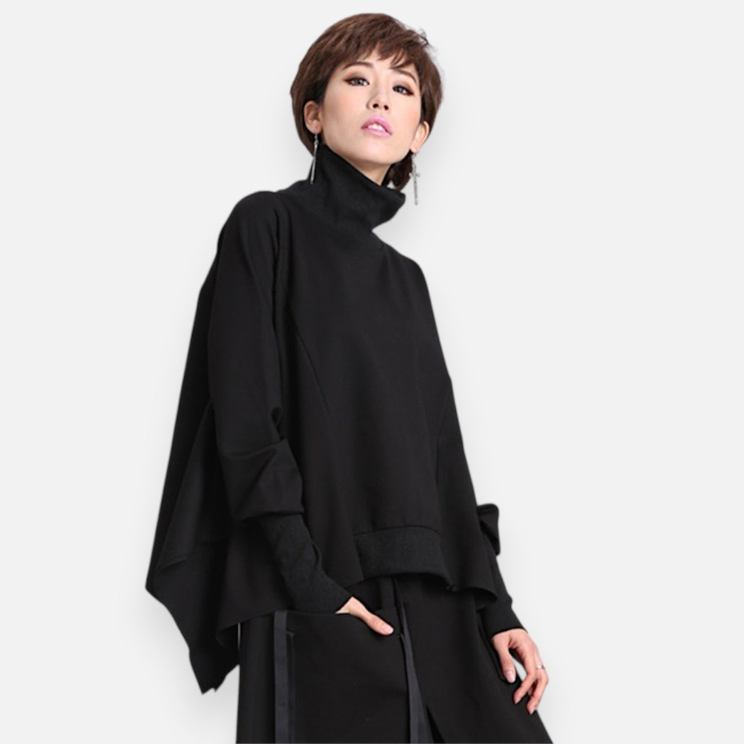 Women’s Oversized Batwing Sleeve Sweater – Loose Fit Cotton Pullover