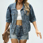 Women’s Loose Fit Denim Jacket – Casual Cotton Streetwear Coat