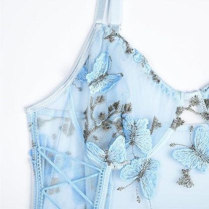 Butterfly Lace Bodysuit – Elegant Short Sleeve Women’s Pullover