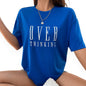 Women’s Graphic Short Sleeve T-Shirt – “Overthinking” Letter Print Loose Fit Casual Tee Top