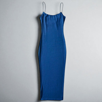 Women’s Slim Fit Spaghetti Strap Maxi Dress – Thigh Slit Formal Evening Gown