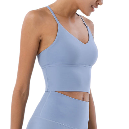 Nude Yoga Vest for Women – Breathable Fitness Sports Bra with Beautiful Back Design